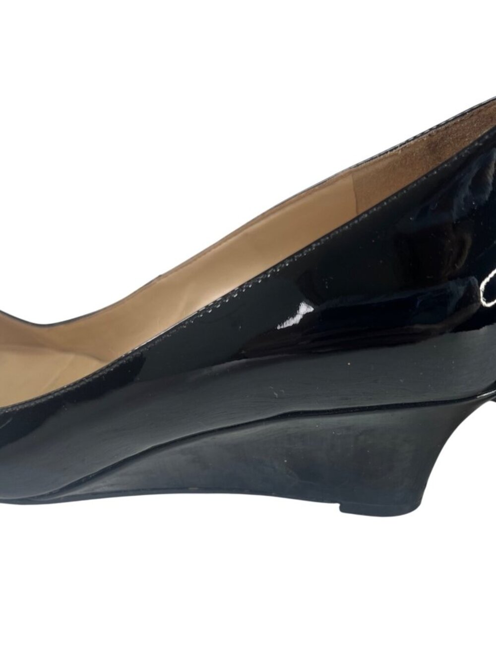 Cole Haan Patent Leather Wedge Heels Shoes Size 7B Black - Picture 5 of 8